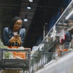 Woman shopping vegetables at the supermarket